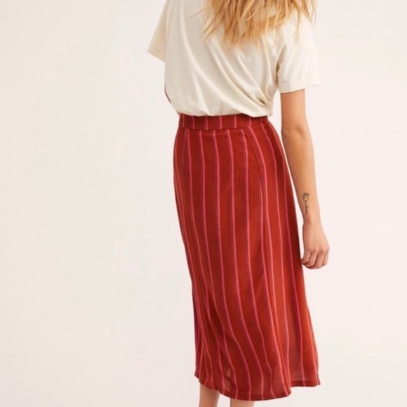 LIKE NEW Free People Sydney Printed Midi Skirt with Slit - Picture 2 of 8